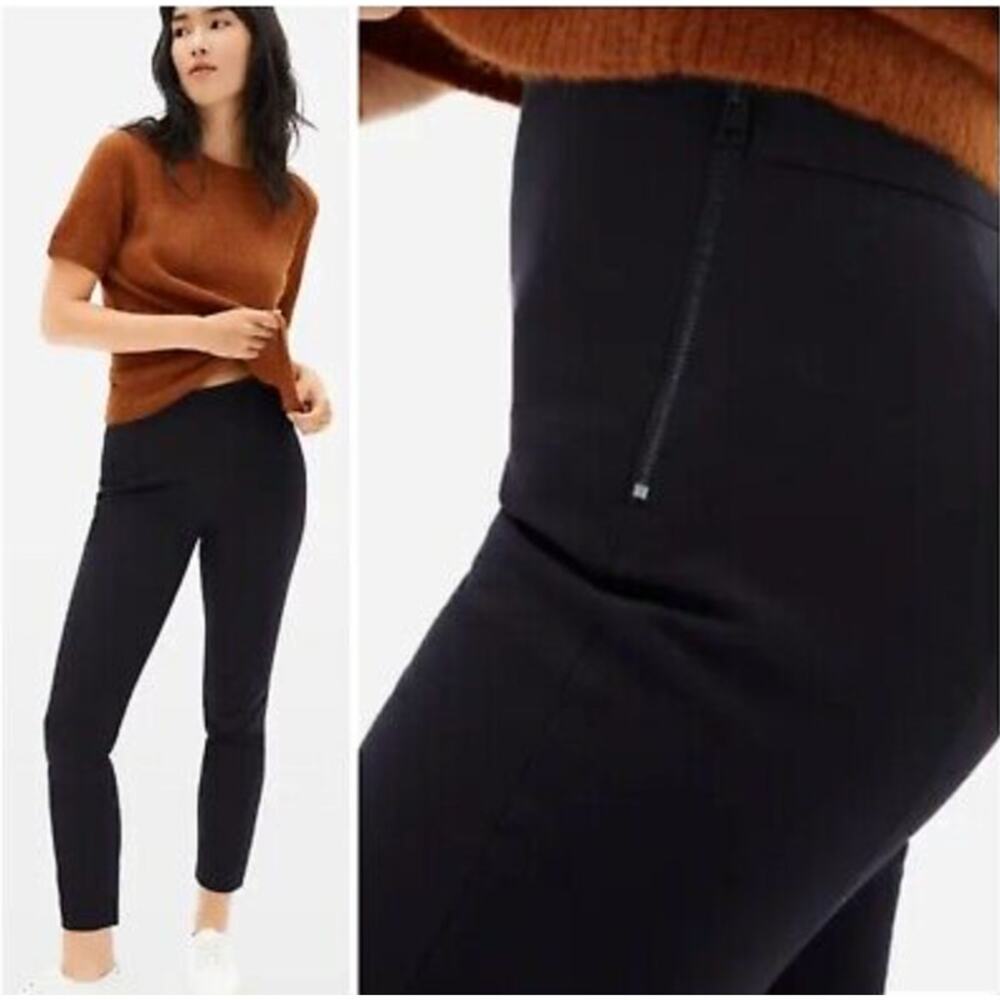 Everlane The Side Zip Black Stretch Flat Front Ankle Casual Work Pants Womens 10
